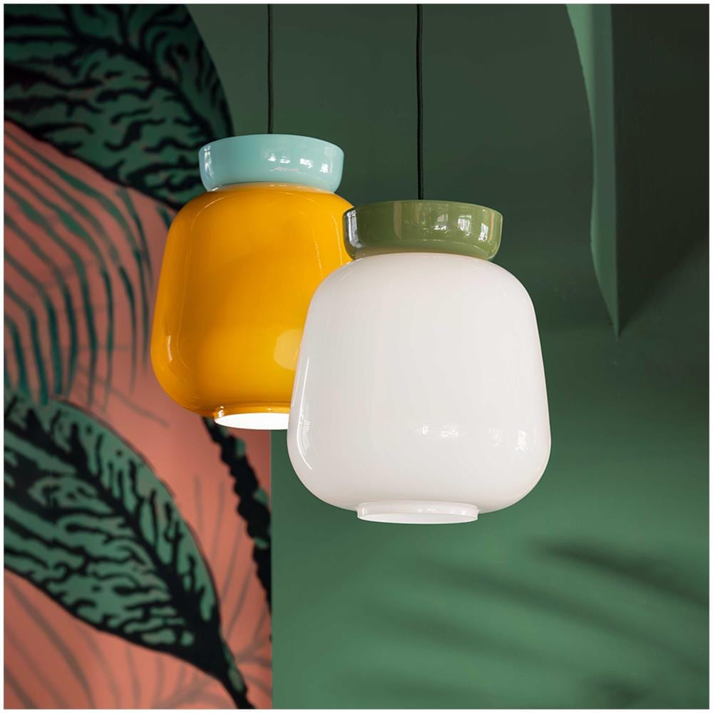 Sospensione Vintage Piccola Decò Corcovado Ceramica-vetro Bianco-verde E27 - Foto 2