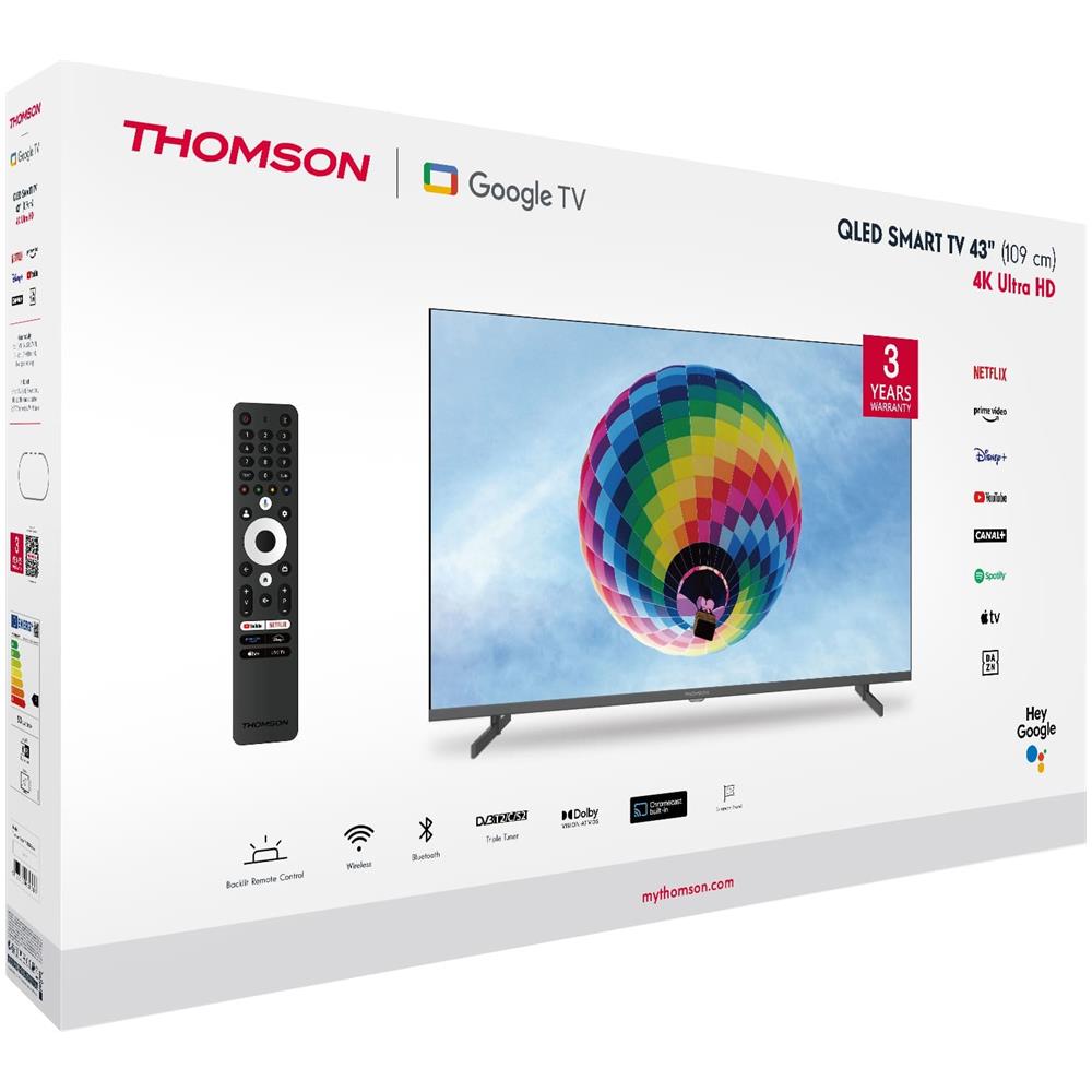 TV QLED 43QG4S14 43" 4K UHD Smart Google DVB-C DVB-S2 TV Colore Nero - Foto 9