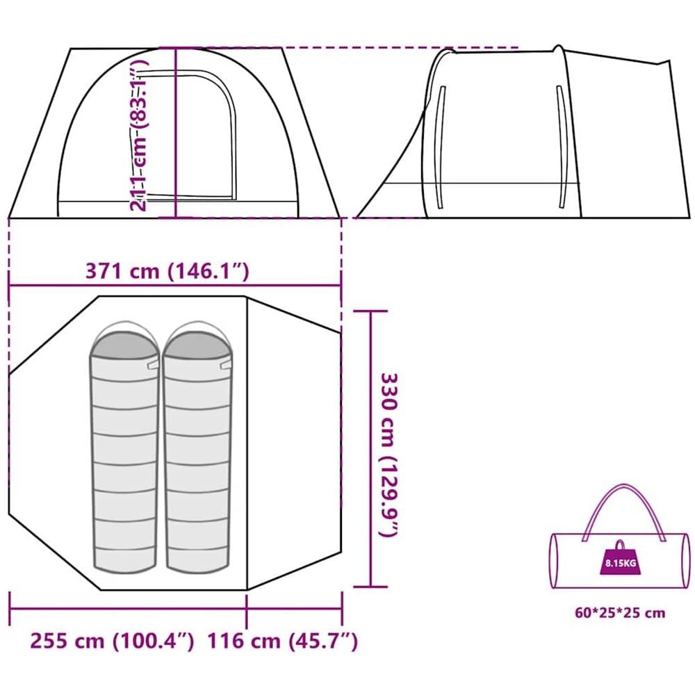 Tenda da Campeggio per Auto per 2 Persone Verde Impermeabile - Foto 10
