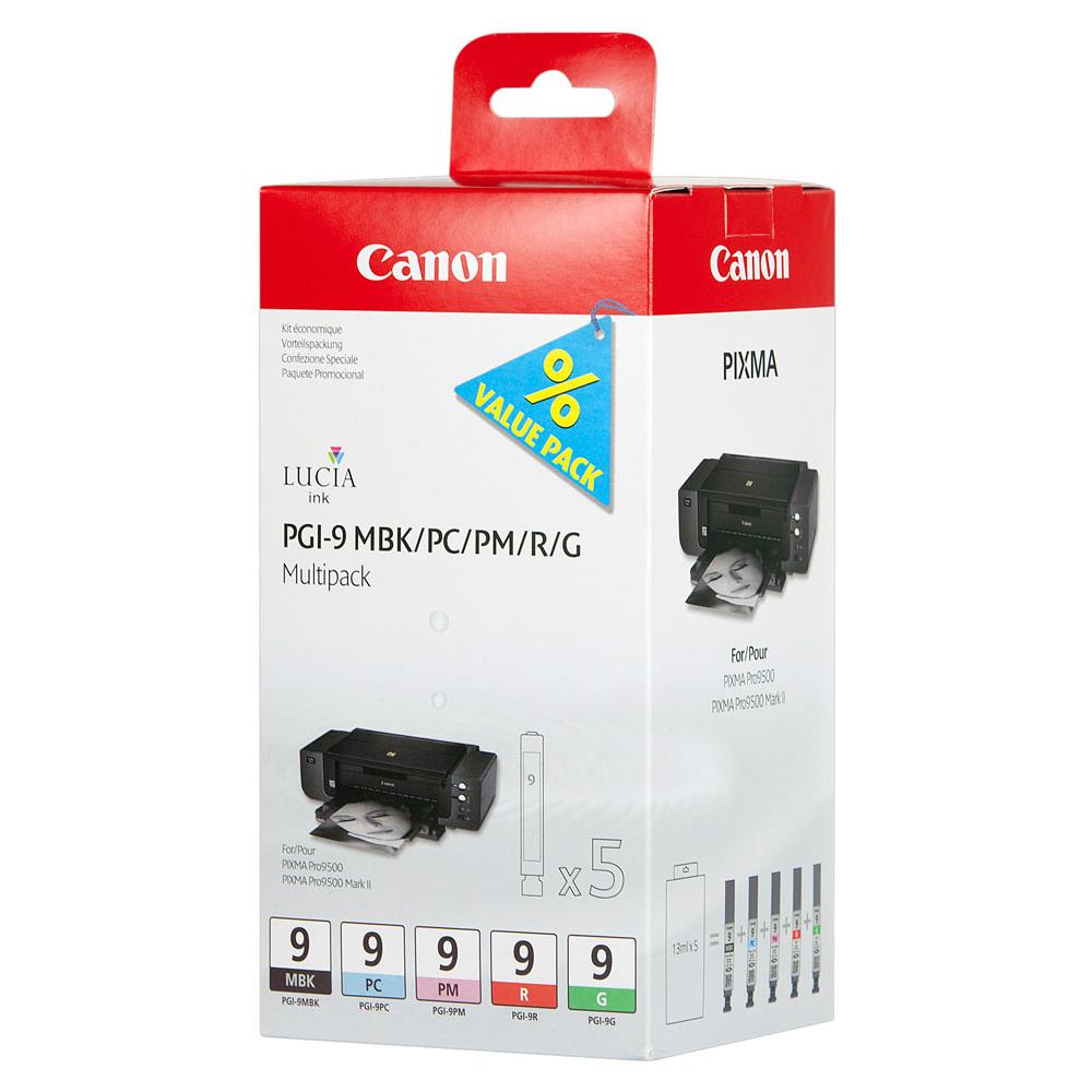 PGI-9 MBK / PC / PM / R / G Serbatoio Ink Originale a Colori per PIXMA Pro9500 / Pro9500 Mark II Confezione 5 Pezzi - Foto 1