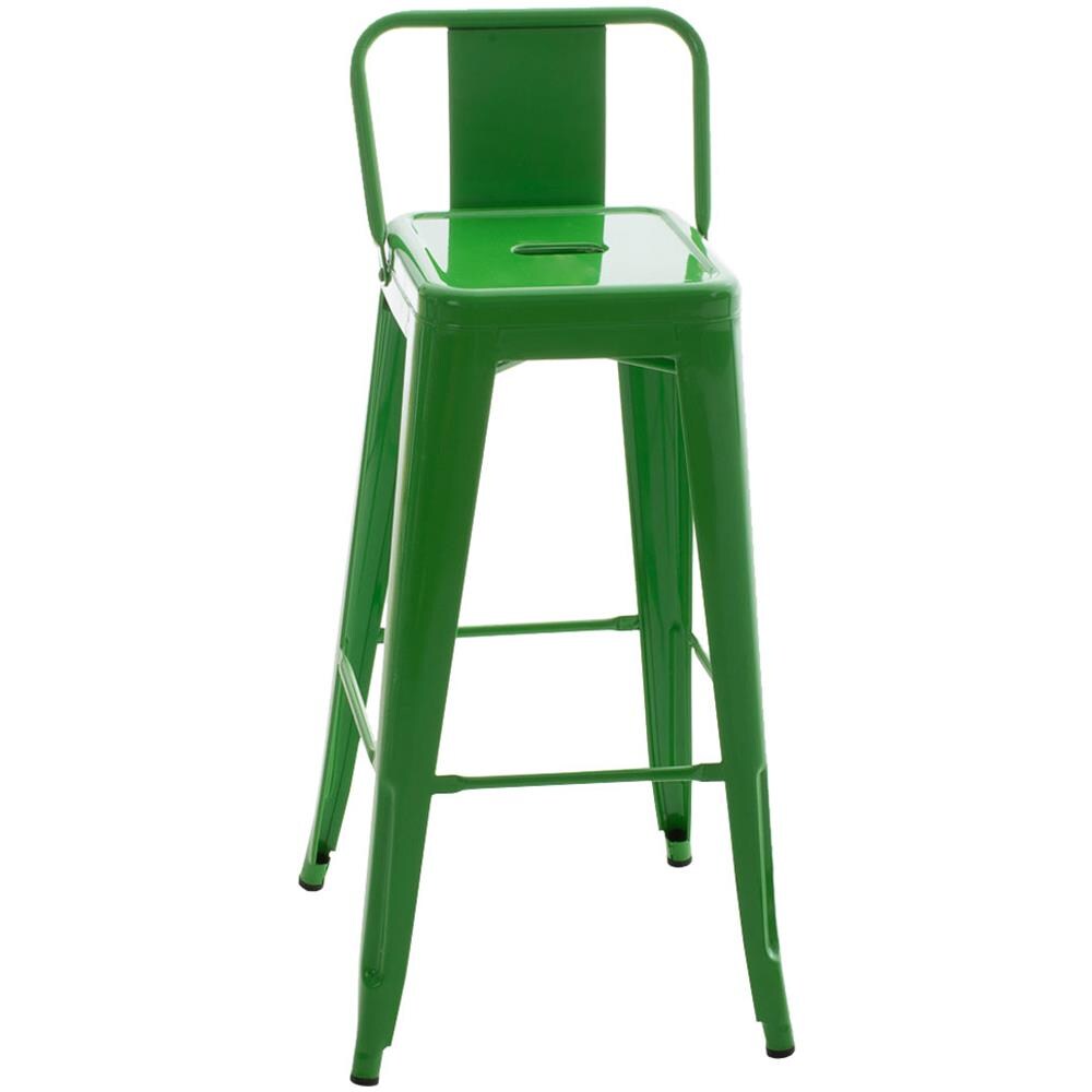 Sgabello Bar in Metallo Mason I Sgabello Alto Bancone Telaio 4 Gambe I Sgabello Industrial, H77CM I Sgabello Pub O Cucina con Schienale Verde - Foto 1