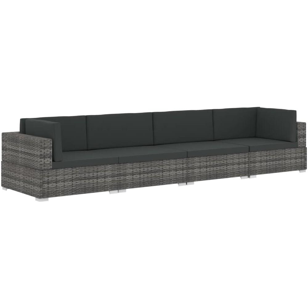 Set Divani Da Giardino 4 Pz Con Cuscini In Polyrattan Grigio - Foto 2
