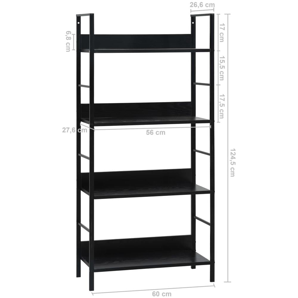 Scaffale Libri 4 Ripiani Nero 60x27,6x124,5cm Legno Multistrato - Foto 7