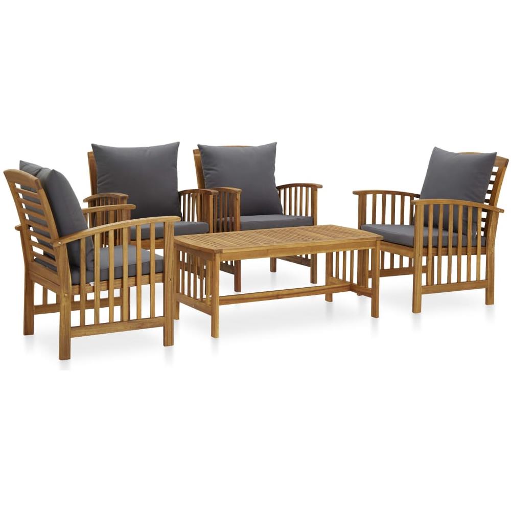 Set Divani Da Giardino 5 Pz Con Cuscini In Massello Di Acacia - Foto 1