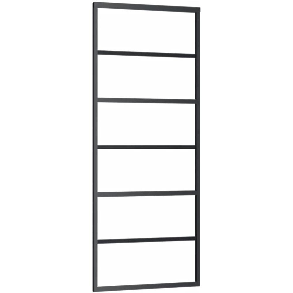 Porta Scorrevole In Vetro Esg E Alluminio 76x205 Cm Nera - Foto 1