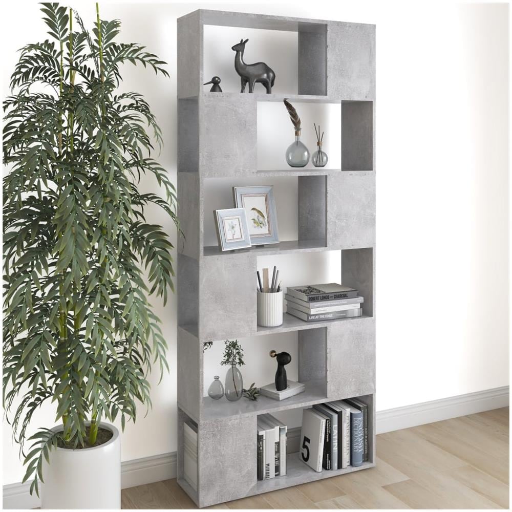 Libreria /Divisorio Grigio Cemento 80x24x186 cm in Truciolato - Foto 1
