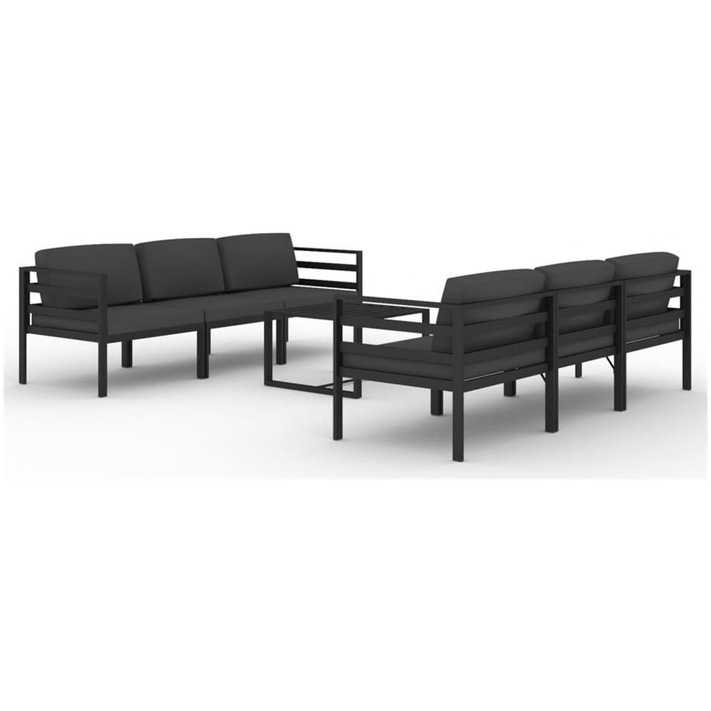 Set Divani Da Giardino 7 Pz Con Cuscini In Alluminio Antracite - Foto 2