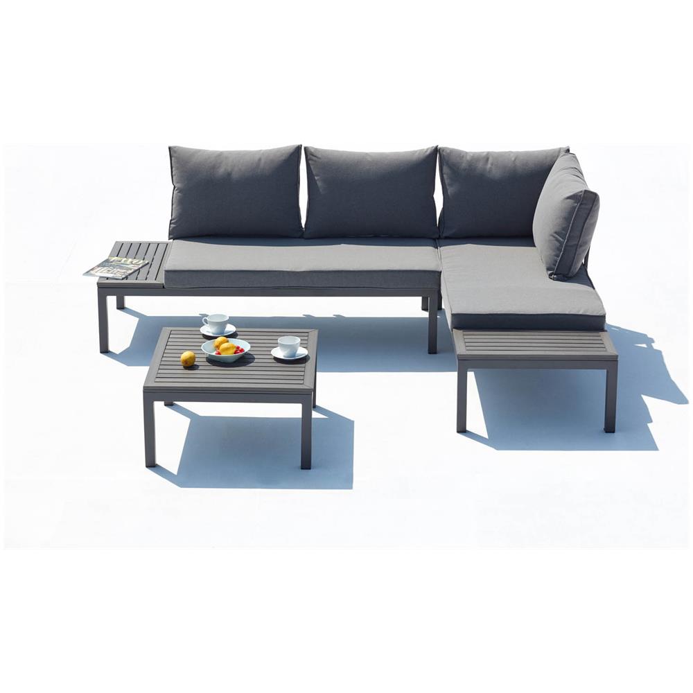 Salotto Da Giardino 4 Posti In Alluminio Grigio Scuro Lolea - Foto 1