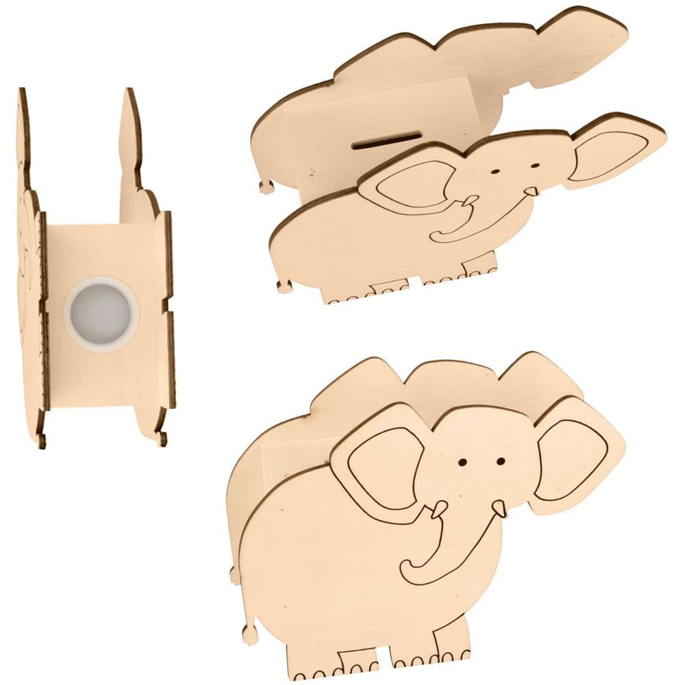 3 Decorazioni In Legno Per La Cameretta Dei Bambini - Elefante / Coccodrillo - Foto 1