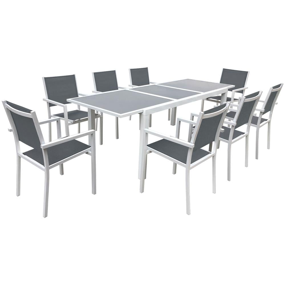 Set Di Mobili Da Giardino Allungabili In Textilene Grigio Firenze 8 Posti - Alluminio Bianco - Foto 1