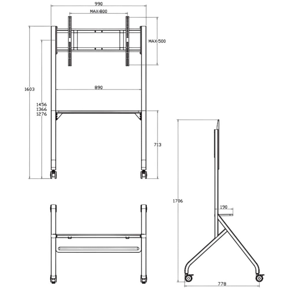 Supporto Mobile Da Pavimento Multifunzione Per Tv Lcd /led /plasma 55-86'' Bianco - Foto 2
