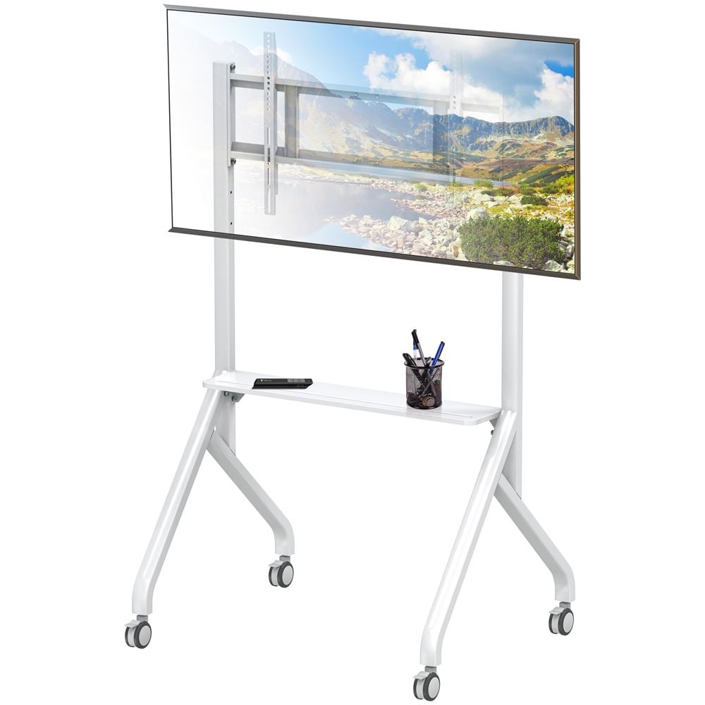 Supporto Mobile Da Pavimento Multifunzione Per Tv Lcd /led /plasma 55-86'' Bianco - Foto 3