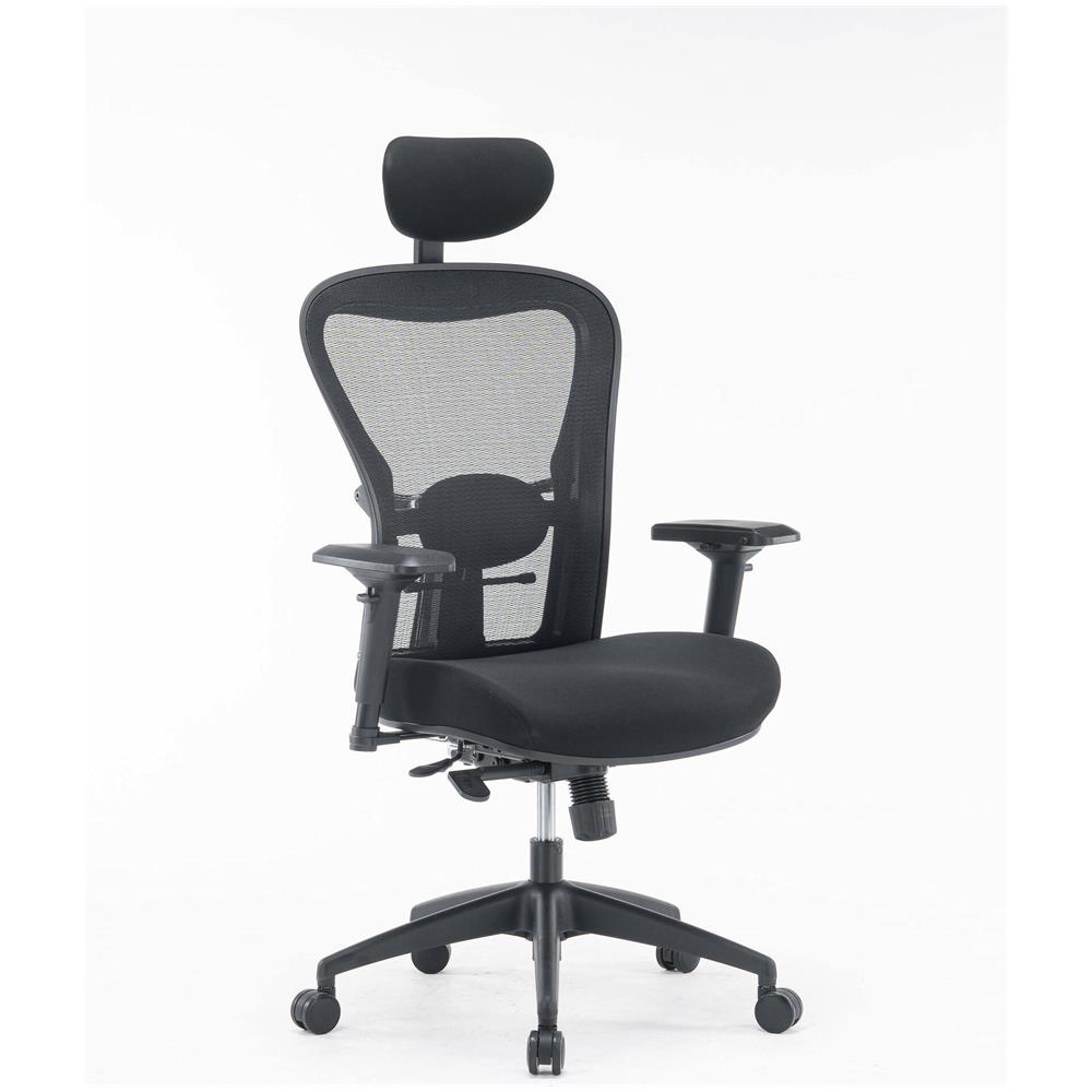 Sedia Da Ufficio Auckland, Poltrona Direzionale A Rete Con Braccioli, Seduta Ergonomica Da Ufficio, 66x68h120/132 Cm, Nero - Foto 1