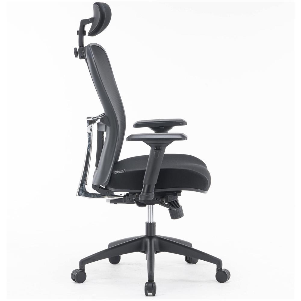 Sedia Da Ufficio Auckland, Poltrona Direzionale A Rete Con Braccioli, Seduta Ergonomica Da Ufficio, 66x68h120/132 Cm, Nero - Foto 2