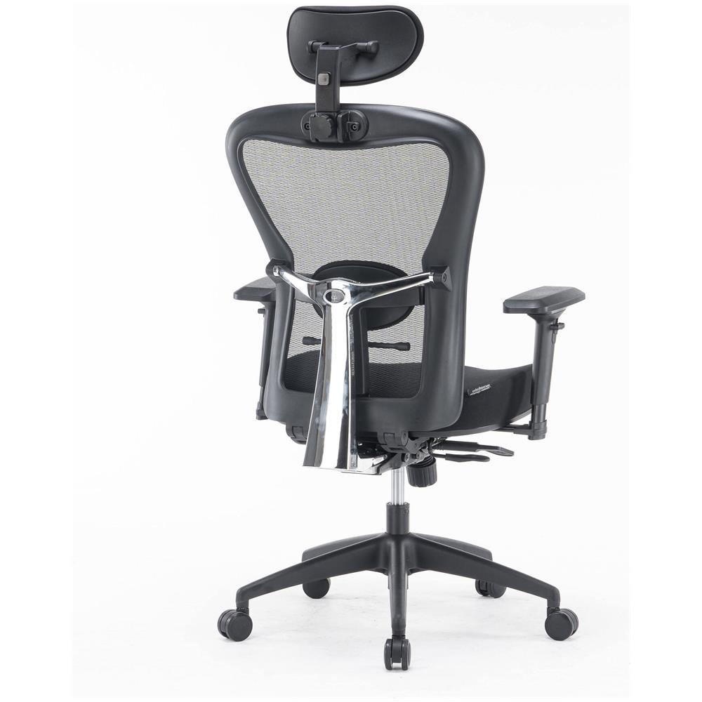 Sedia Da Ufficio Auckland, Poltrona Direzionale A Rete Con Braccioli, Seduta Ergonomica Da Ufficio, 66x68h120/132 Cm, Nero - Foto 4