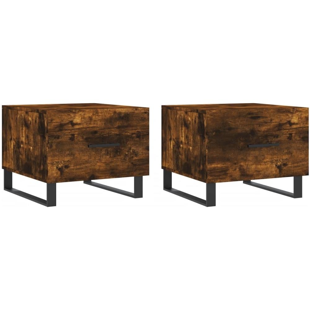 Tavolini Salotto 2 Pz Rovere Fumo 50x50x40cm Legno Multistrato - Foto 2