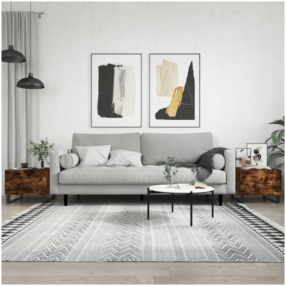 Tavolini Salotto 2 Pz Rovere Fumo 50x50x40cm Legno Multistrato - Foto 1