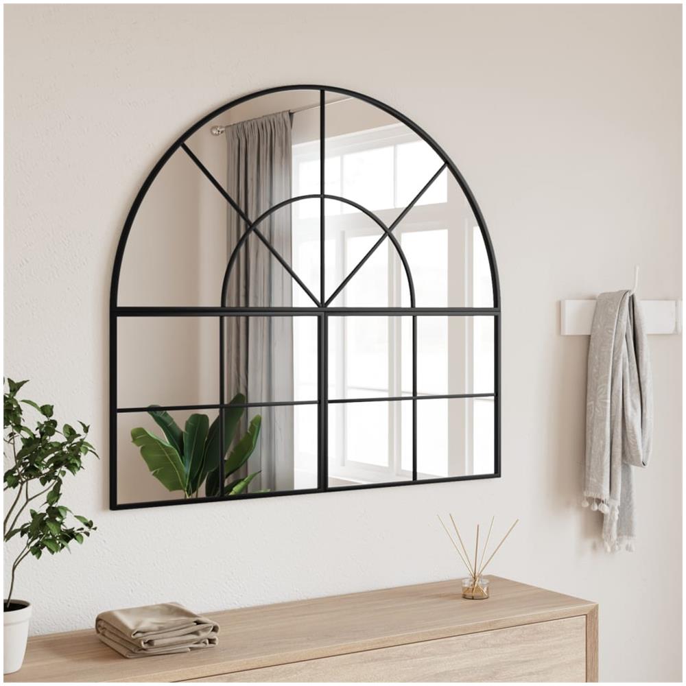 Specchio Da Parete Nero 100x90 Cm Arco In Ferro - Foto 1