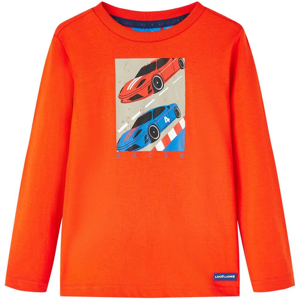 Maglietta Da Bambino Maniche Lunghe Auto Corsa Arancione Brillante 128 - Foto 1