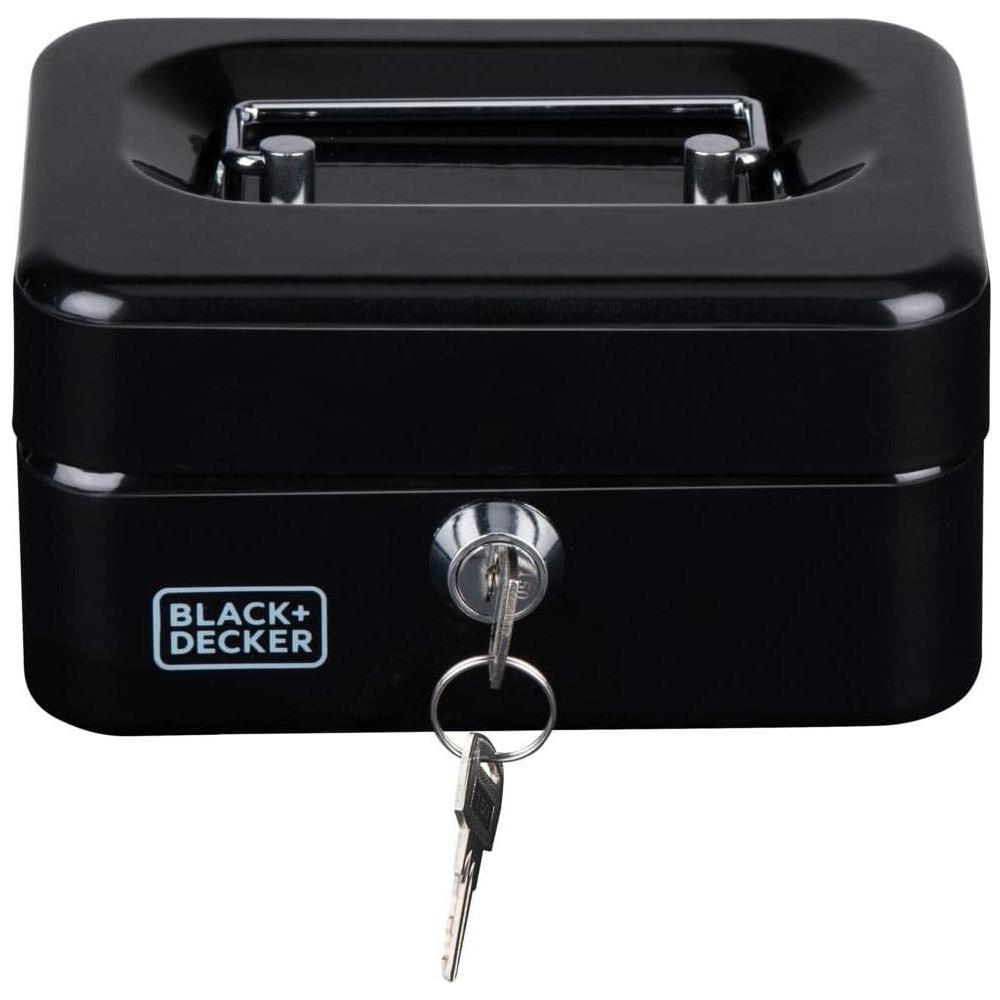 BLACK+DECKER Cassetta Portavalori Nera Cassaforte con 2 Chiavi e 6 Scomparti - Foto 1