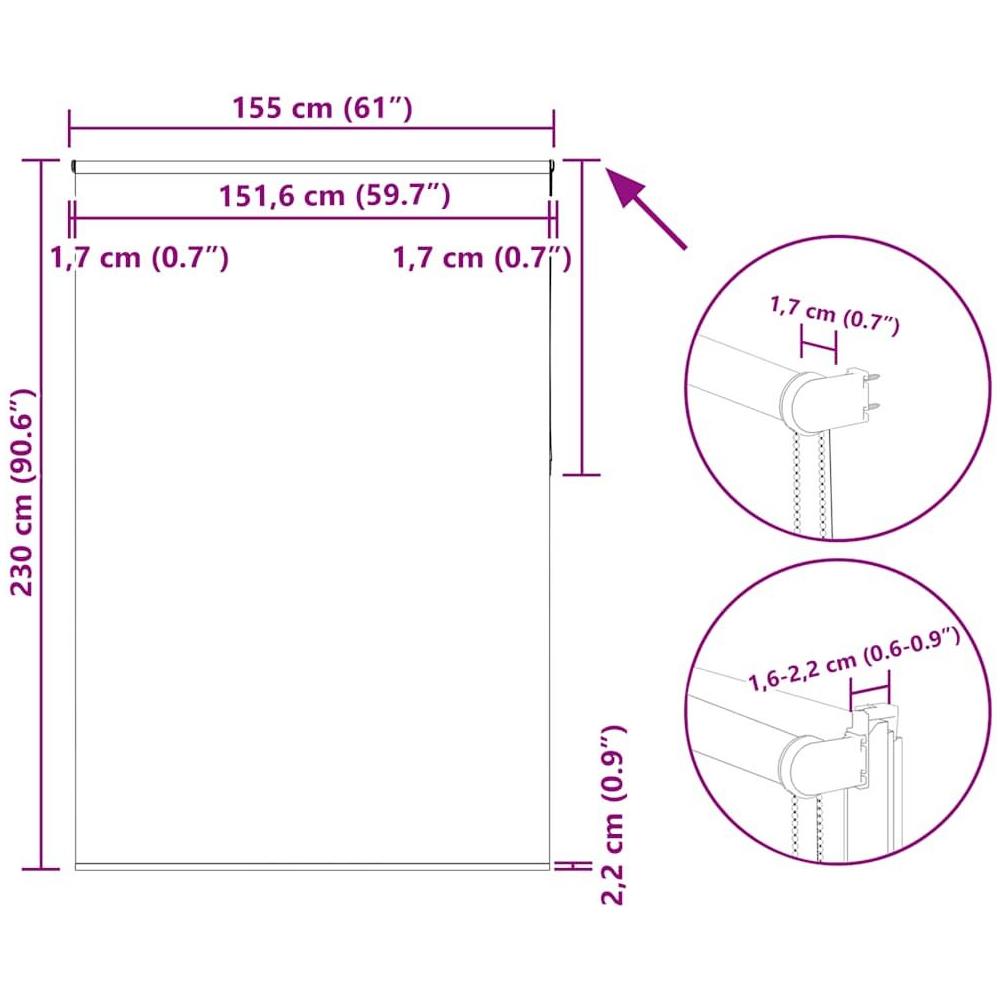 Tenda a Rullo Oscurante 155x230 cm Larghezza Tessuto 151,6 cm - Foto 10