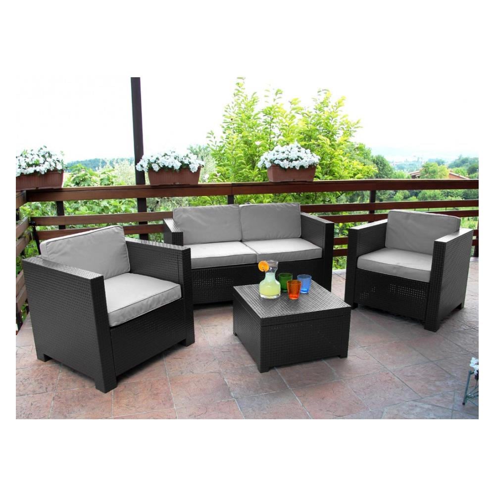 Salotto Da Giardino Sophie Ii Resina Stampata 2+1+1 Grigio. - Foto 2