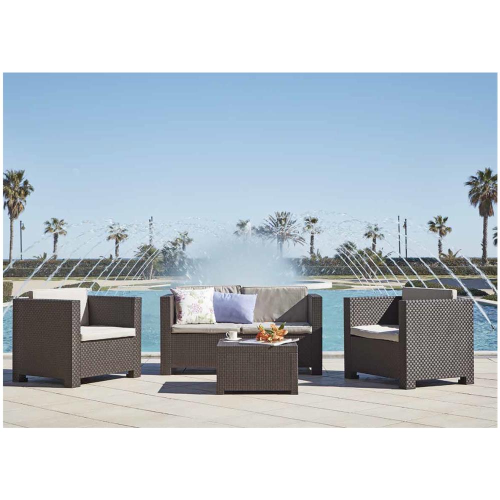 Salotto Da Giardino Sophie Ii Resina Stampata 2+1+1 Grigio. - Foto 7