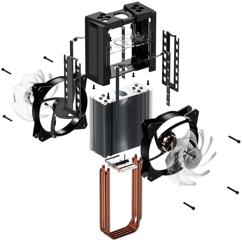 Dissipatore CPU MasterAir MA410M per Socket Intel LGA 1150/1151/1155/1156/1366/2011/2011-v3/2066 e Socket AMD AM2 / AM2+ / AM3 / AM3+ / AM4 Socket FM1 / Socket FM2 / Socket FM2+ - Foto 8