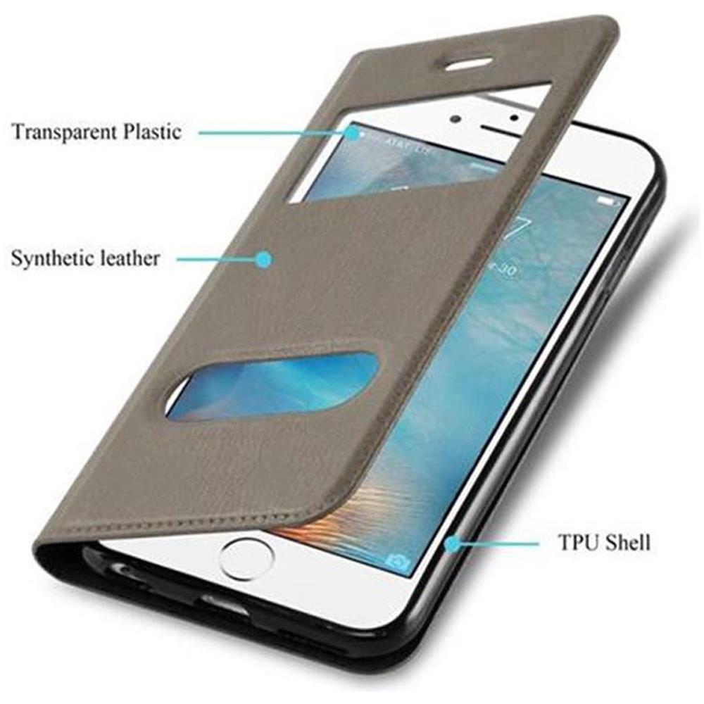 Custodia Compatibile Con Apple Iphone 6 / Iphone 6s In Bruno Pietra - Coperchio Protettivo Con Chiusura Magnetica, Funzione Stand E 2 Finestre Di Visualizzazione - Foto 7