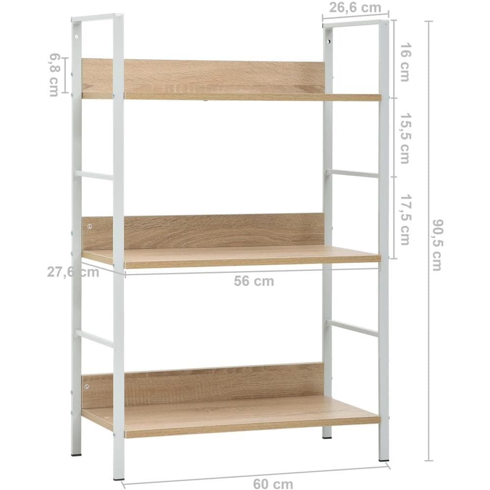 Scaffale Libri 3 Ripiani Rovere 60x27,6x90,5 Legno Multistrato - Foto 7