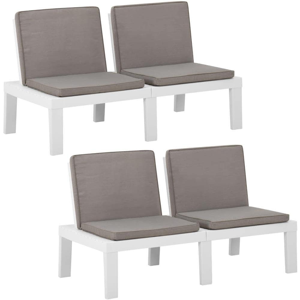 Panchine Da Giardino Con Cuscini 2 Pz In Plastica Bianche - Foto 2