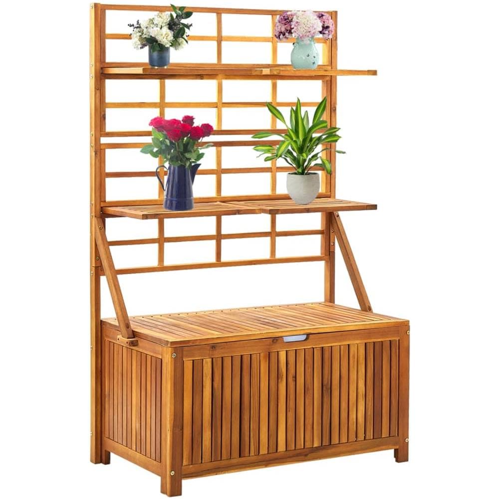 Contenitore Con Graticcio 99x55x160cm In Massello Di Acacia - Foto 1