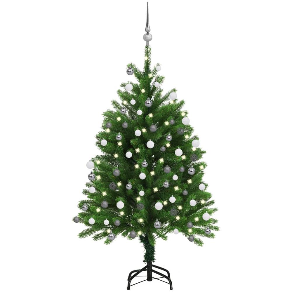 Albero di Natale Artificiale con LED e Set Palline 120 cm Verde - Foto 1