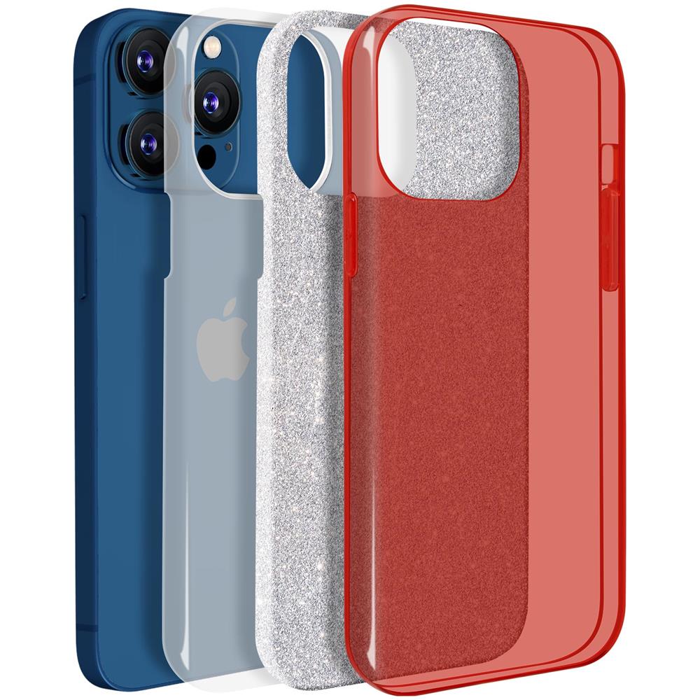 Cover Iphone 13 Pro Max Silicone Semi-rigido Con Paillette Amovibili Rossa - Foto 2