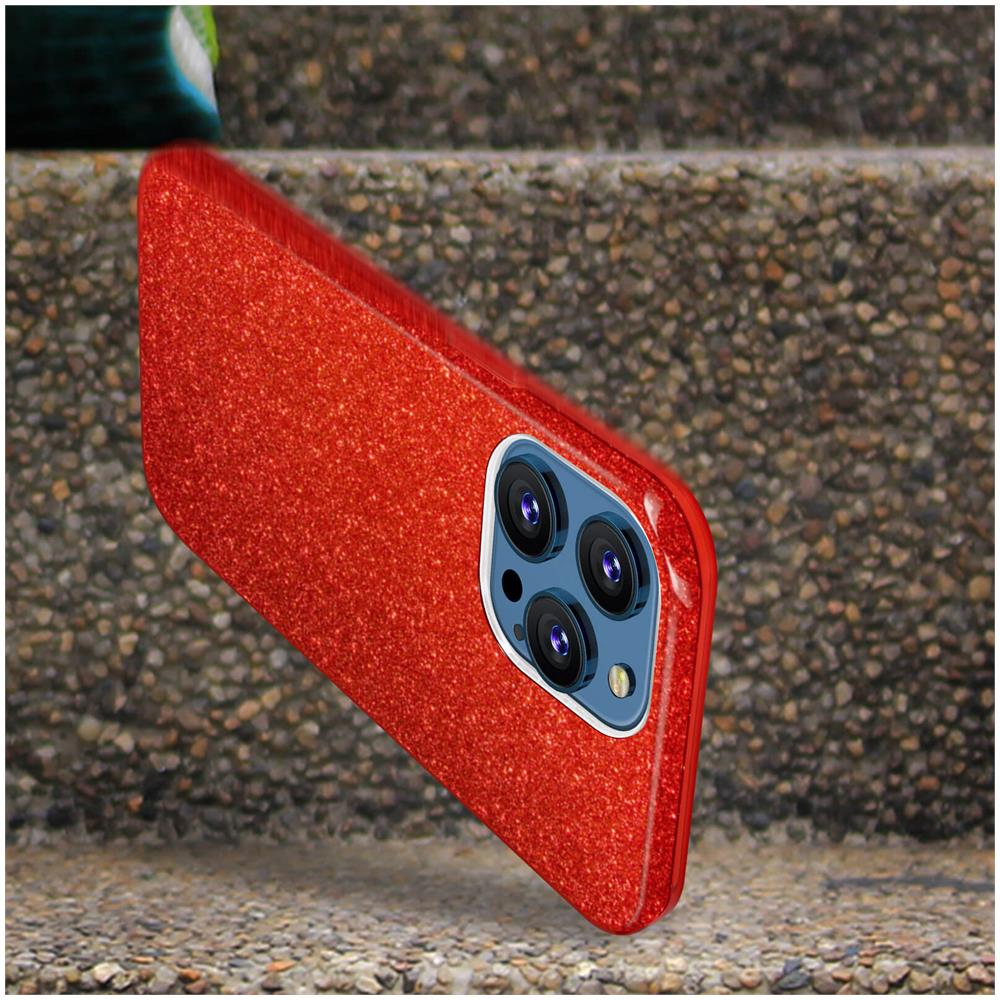 Cover Iphone 13 Pro Max Silicone Semi-rigido Con Paillette Amovibili Rossa - Foto 4