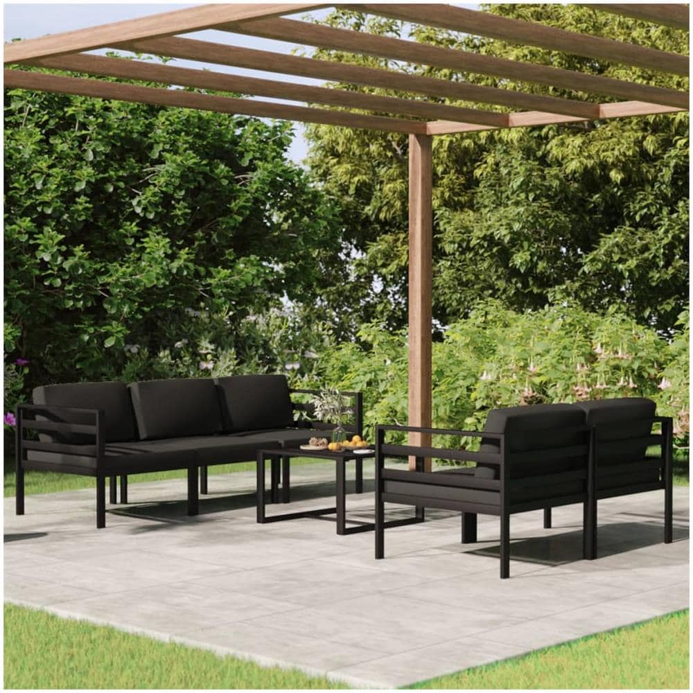 Set Divani Da Giardino 6 Pz Con Cuscini In Alluminio Antracite - Foto 1