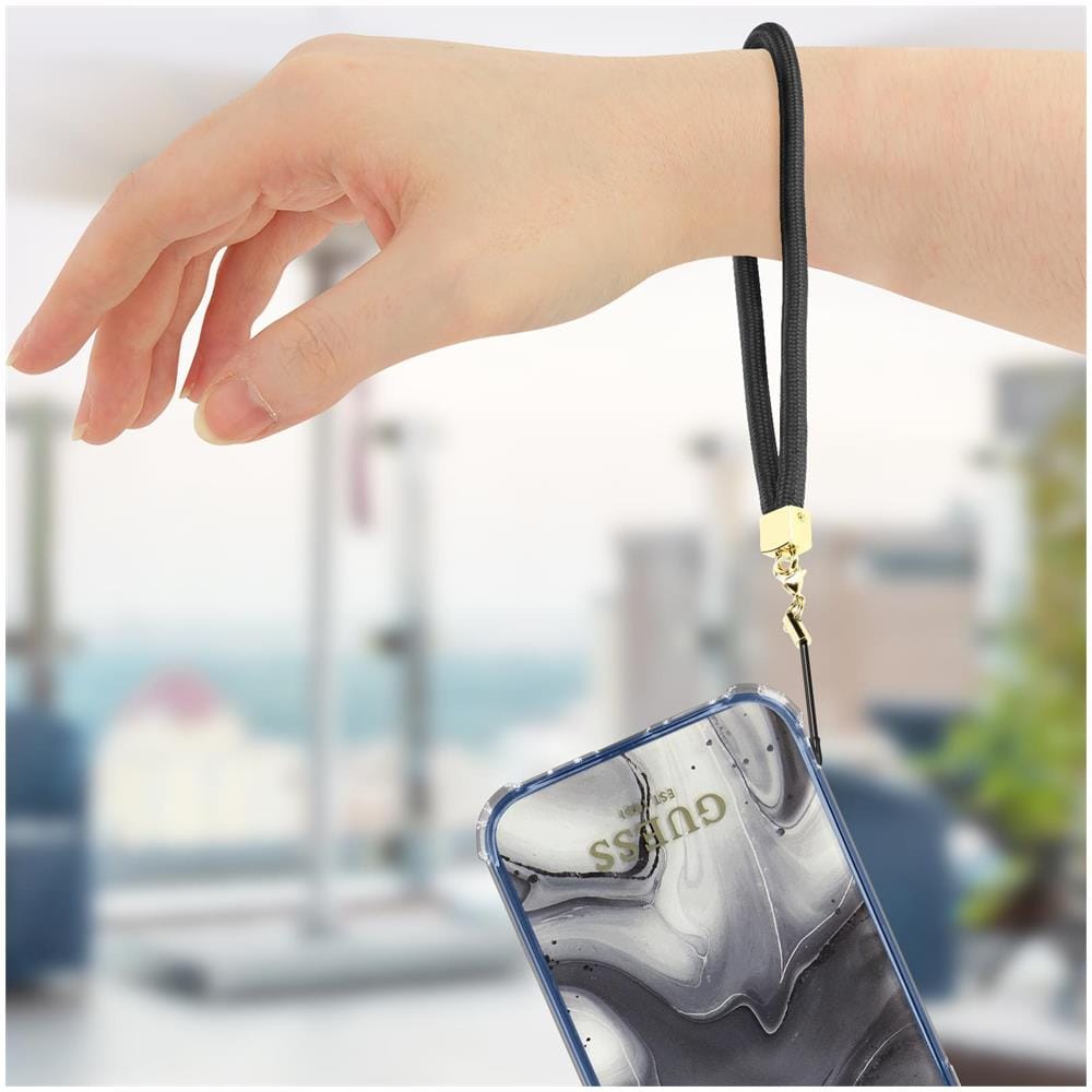 Cover Iphone 12 E 12 Pro Con Cordino Stampa Effetto Marmo Guess Grigio - Foto 2