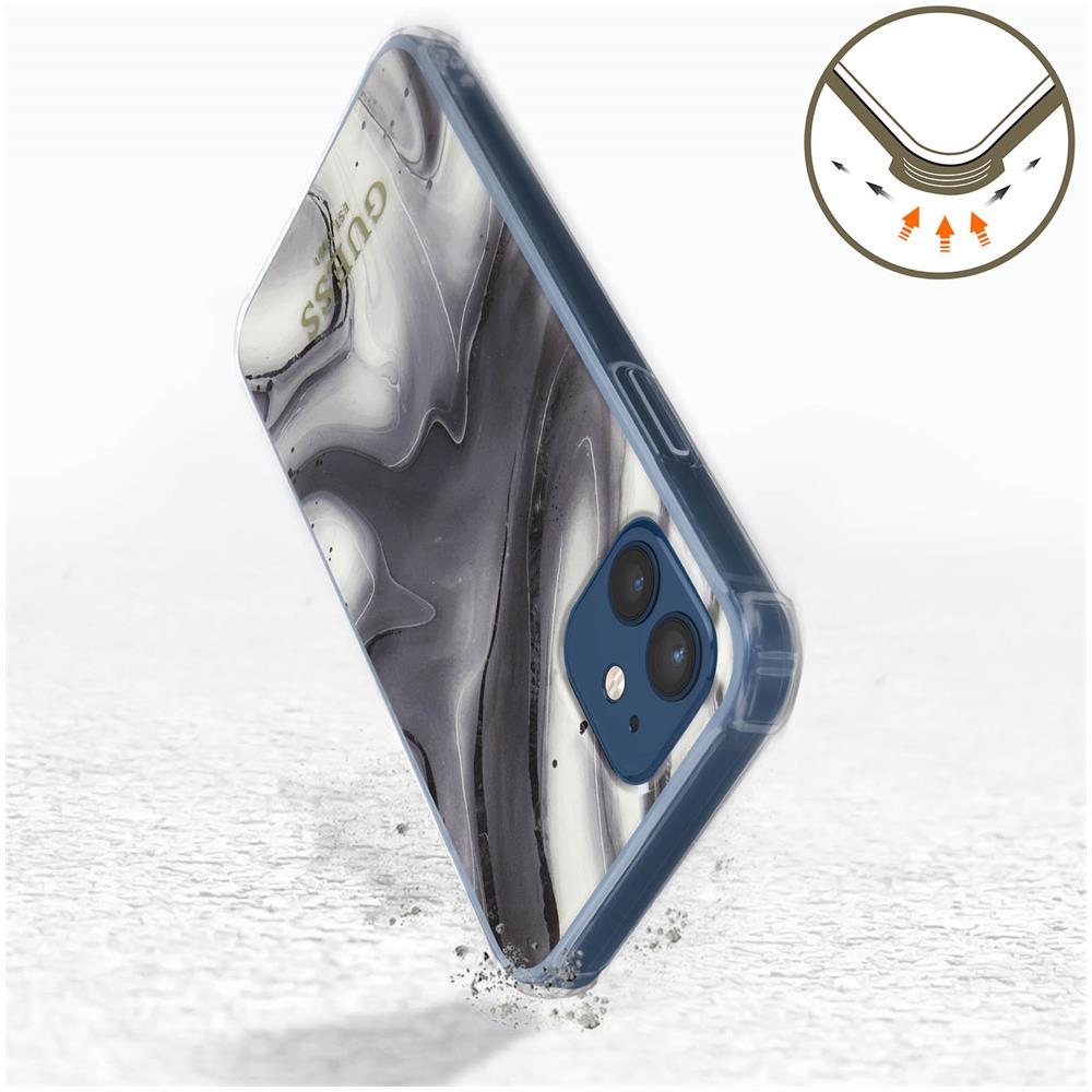 Cover Iphone 12 E 12 Pro Con Cordino Stampa Effetto Marmo Guess Grigio - Foto 5