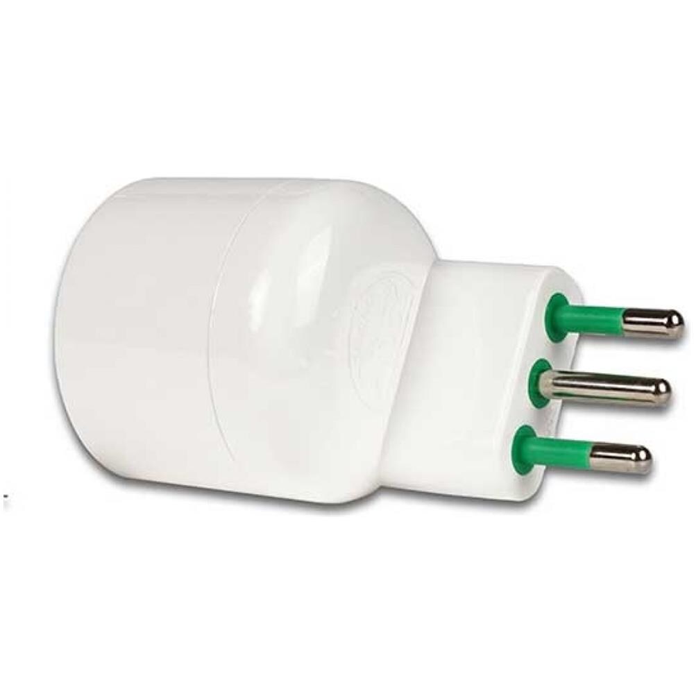 Adattatore Singolo Spina Asimmetrica Salvaspazio Spina 2p + T 10a - Bianco - Foto 2