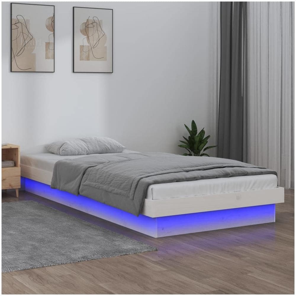 Giroletto LED Bianco 75x190 cm Small Single Legno Massello - Foto 1