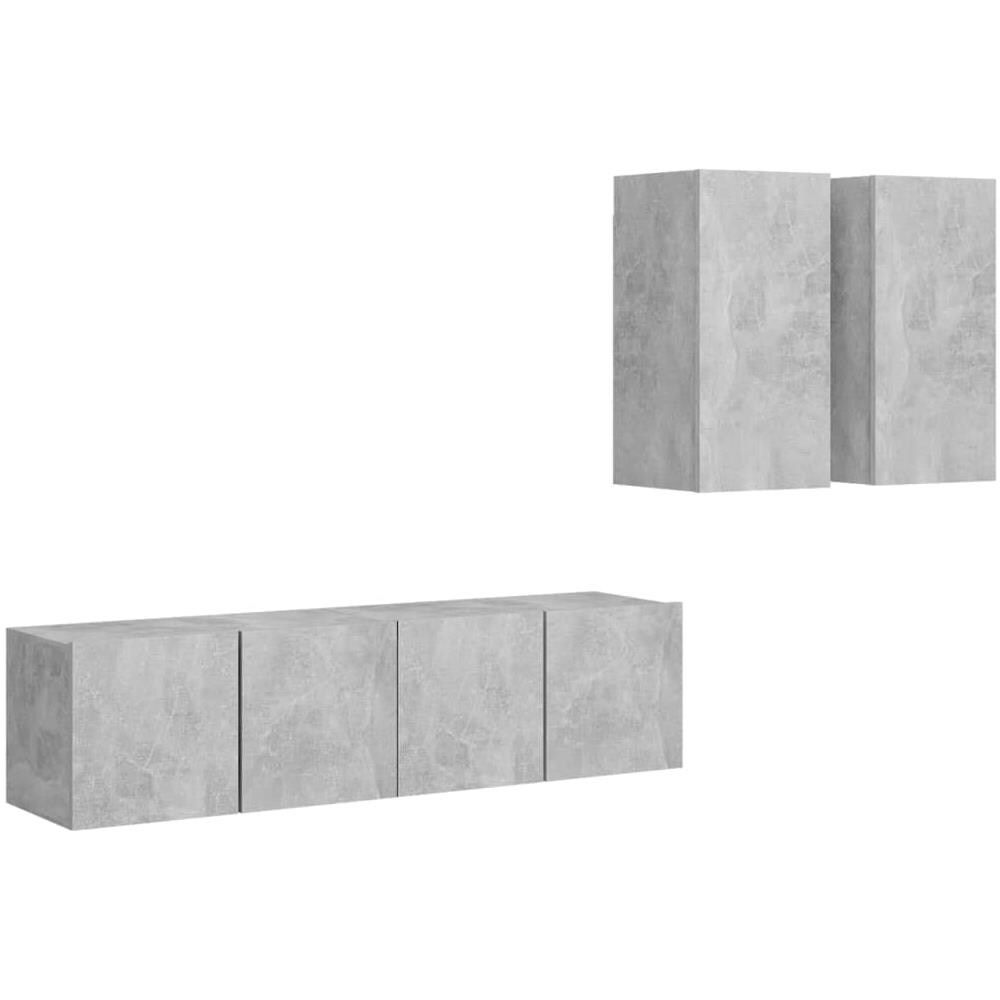 Set Mobili Tv 4 Pz Grigio Cemento In Truciolato - Foto 2