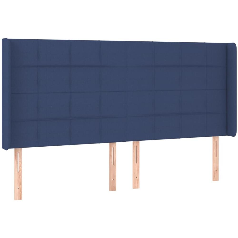Testiera Ad Orecchio Blu 183x16x118/128 Cm In Tessuto - Foto 2