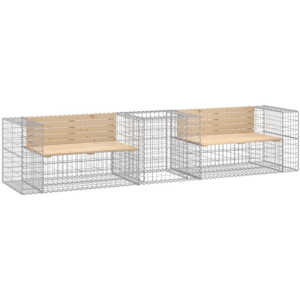 Panca Da Giardino Con Cesto Gabbione In Legno Massello Di Pino - Foto 2