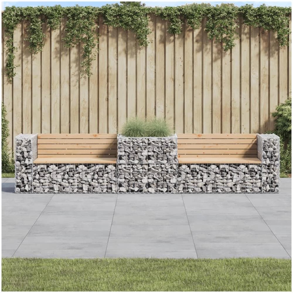 Panca Da Giardino Con Cesto Gabbione In Legno Massello Di Pino - Foto 1