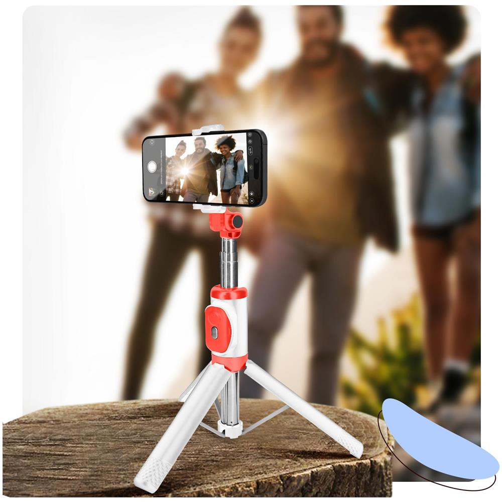 Bastone Per Selfie Con Telecomando Bluetooth Integrato, Bianco - Foto 2