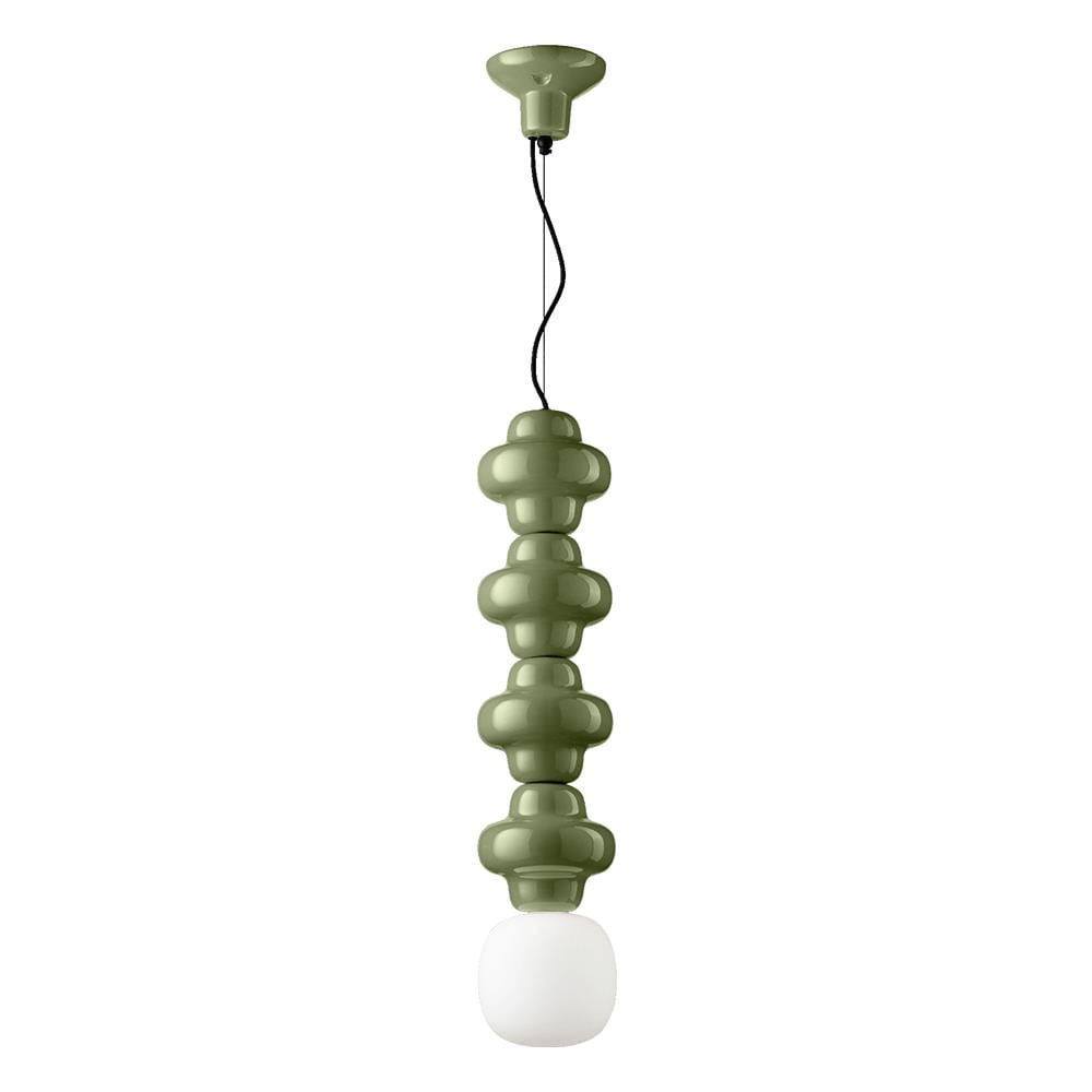 Sospensione Vintage Decò Copacabana 4 Moduli Ceramica Verde 1 Luce E27 - Foto 1