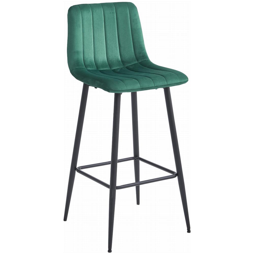 Sgabello POZZA in velluto verde scuro con gambe nere per cucina x4 - Foto 2