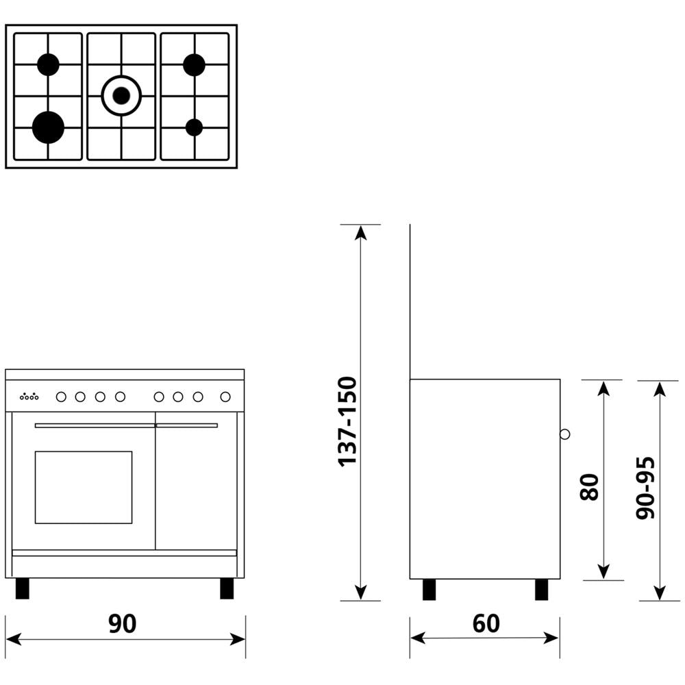Cucina Gas UR965VI 5 Fuochi Gas Forno Gas Classe A Dimensioni 90x60 Colore Inox Serie Unica - Foto 3