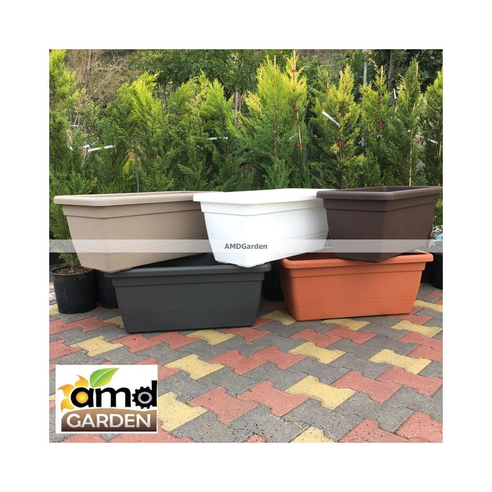 Fioriera Fioriere Vaso Plastica Rettangolare Da 50 Cm Colore Terracotta Mod. Anthea - Foto 2