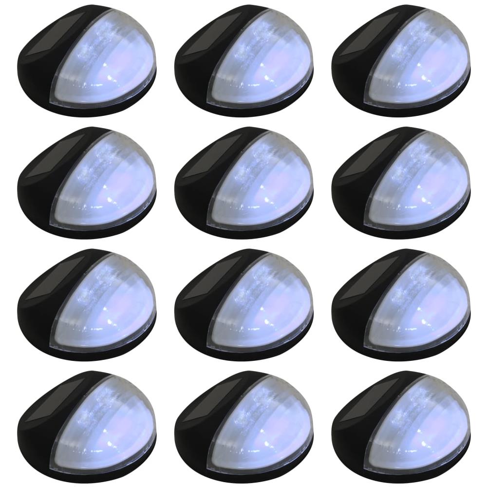 Lampade Solari Da Parete Da Esterni A Led 12 Pz Rotonde Nere - Foto 1
